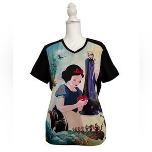 Disney Snow White and The Seven Dwarfs Nursing Medical Scrub Top Women’s Medium